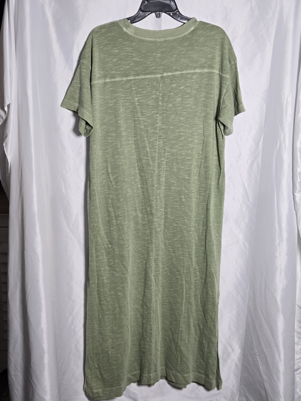 Old Navy Green Solid T-Shirt Dress Crew Neck Short Sleeve Knit Cotton Midi XL - Picture 5 of 6